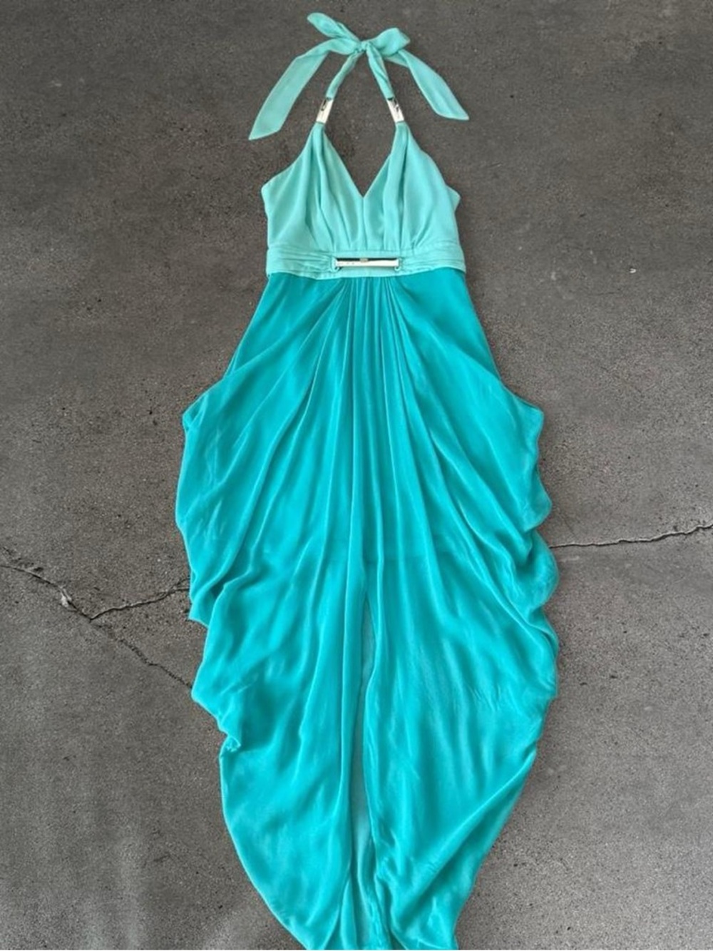bebe Turquoise Halter One-Piece Dress